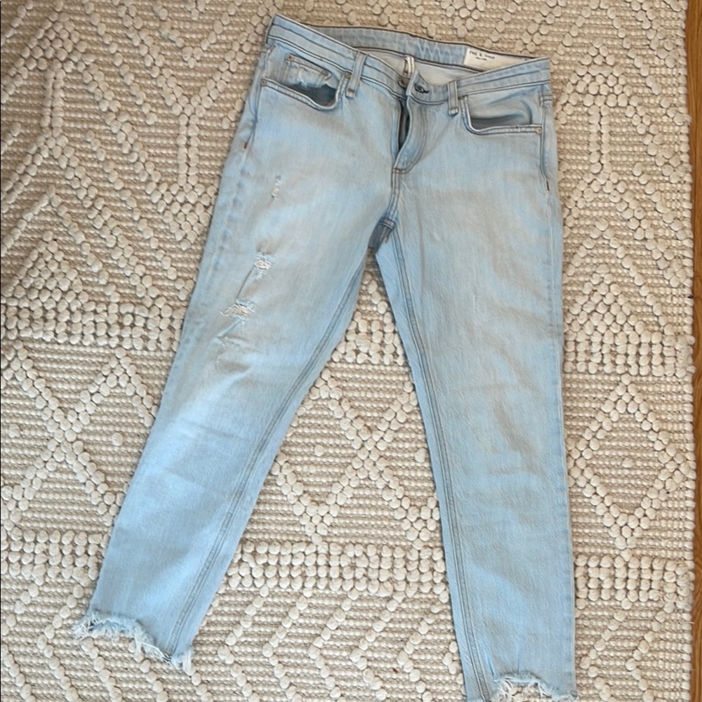 rag & bone Light Blue Distressed Jeans
